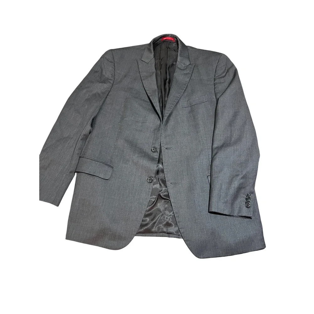 Alfani Mens‎ Grey Two-Button Suit Jacket Blazer Size 40R Notched Lapel Wool Work